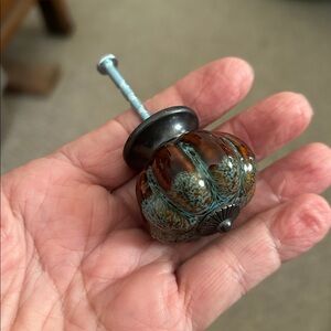 Drawer Pulls Handles Pumpkin Shaped Glazed Ceramic set of 9 NEW